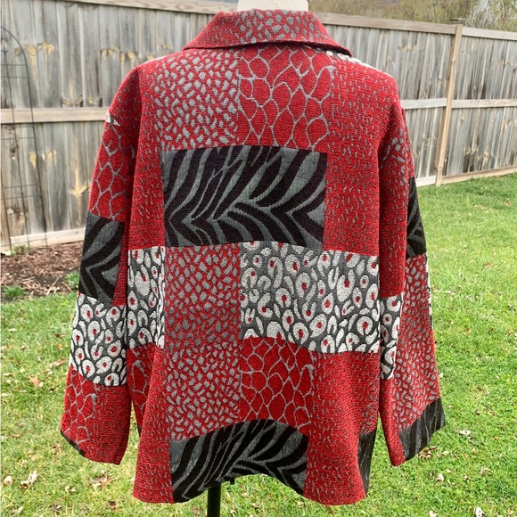 Vintage Studio Works Women’s Jacket~Size 2XL~Patterned Lightweight~Red/Black EUC - Picture 3 of 16